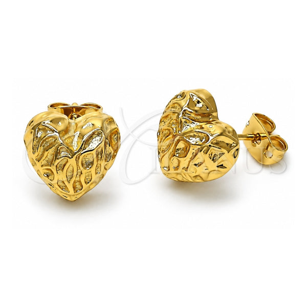 Arete Dormilona 02.342.0350 Oro Laminado, Diseño de Corazón, Pulido, Tono Dorado
