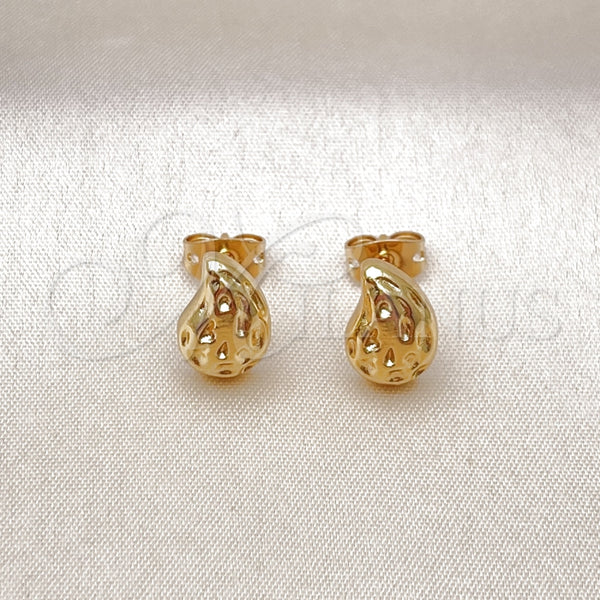 Arete Dormilona 02.342.0351 Oro Laminado, Diseño de Gota, Pulido, Tono Dorado
