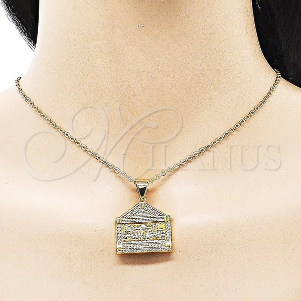 Dije Religioso 05.342.0213 Oro Laminado, con Blanca Micro Pave, Pulido, Tono Dorado