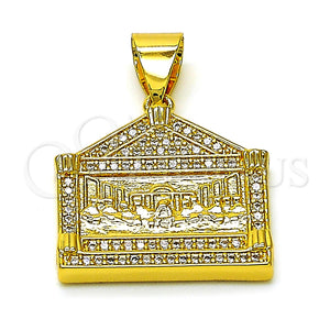Dije Religioso 05.342.0213 Oro Laminado, con Blanca Micro Pave, Pulido, Tono Dorado