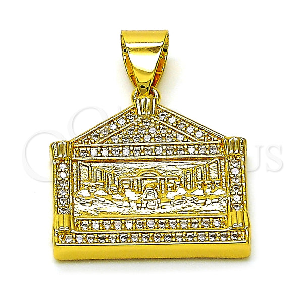 Dije Religioso 05.342.0213 Oro Laminado, con Blanca Micro Pave, Pulido, Tono Dorado