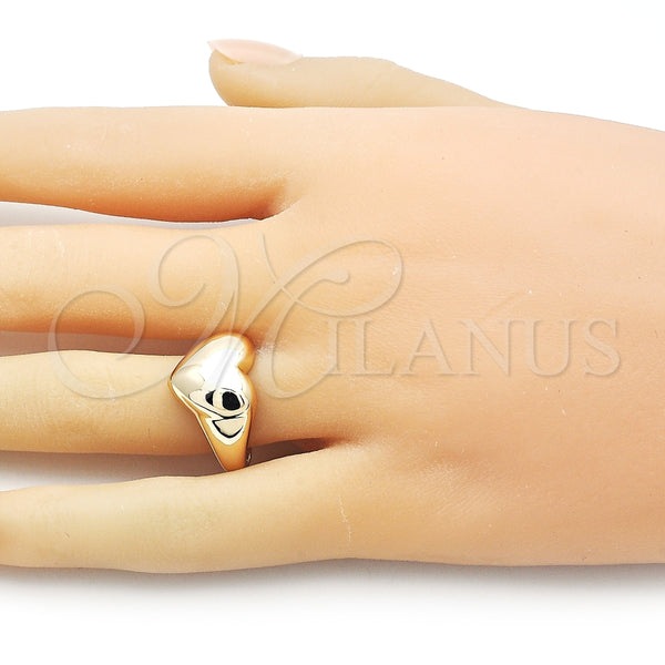 Anillo Elegante 01.60.0020 Oro Laminado, Diseño de Corazón, Pulido, Tono Dorado (One size fits all)