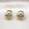 Arete Dormilona 02.411.0007 Oro Laminado, con Blanca Zirconia Cubica, Pulido, Tono Dorado