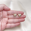 Arete Dormilona 02.411.0015 Oro Laminado, Diseño de Corazón, con Blanca Zirconia Cubica, Pulido, Tono Dorado