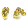 Arete Dormilona 02.411.0016 Oro Laminado, Diseño de Alas, con Blanca Micro Pave, Pulido, Tono Dorado