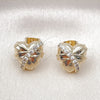 Arete Dormilona 02.411.0017 Oro Laminado, Diseño de Corazón, con Blanca Zirconia Cubica, Pulido, Tono Dorado