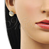 Arete Dormilona 02.411.0025 Oro Laminado, con Blanca Micro Pave, Pulido, Tono Dorado