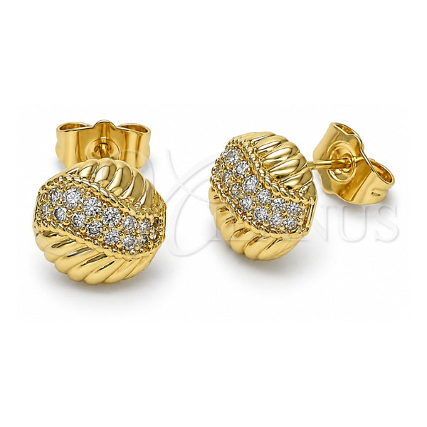 Arete Dormilona 02.411.0025 Oro Laminado, con Blanca Micro Pave, Pulido, Tono Dorado