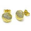 Arete Dormilona 02.411.0025 Oro Laminado, con Blanca Micro Pave, Pulido, Tono Dorado