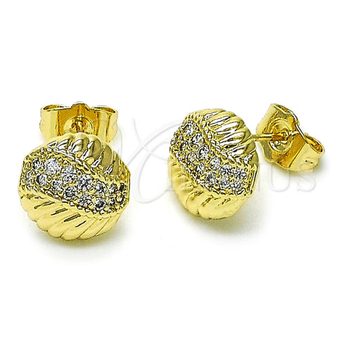 Arete Dormilona 02.411.0025 Oro Laminado, con Blanca Micro Pave, Pulido, Tono Dorado
