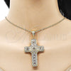 Dije Religioso 05.253.0186 Oro Laminado, Diseño de Cruz, con Zirconia Cubica Blanca, Pulido, Tono Dorado