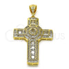 Dije Religioso 05.253.0186 Oro Laminado, Diseño de Cruz, con Zirconia Cubica Blanca, Pulido, Tono Dorado