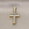 Dije Religioso 05.253.0189 Oro Laminado, Diseño de Cruz, con Blanca Zirconia Cubica, Pulido, Tono Dorado
