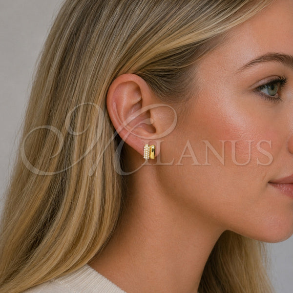 Arete Dormilona 02.379.0089 Oro Laminado, con Perla Marfil, Pulido, Tono Dorado