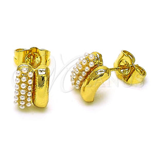 Arete Dormilona 02.379.0089 Oro Laminado, con Perla Marfil, Pulido, Tono Dorado