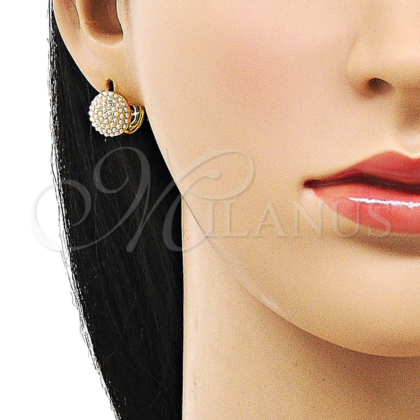 Argolla Huggie 02.379.0090.12 Oro Laminado, Diseño de Flor, con Marfil Perla, Pulido, Tono Dorado