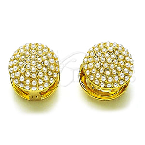 Argolla Huggie 02.379.0090.12 Oro Laminado, Diseño de Flor, con Marfil Perla, Pulido, Tono Dorado