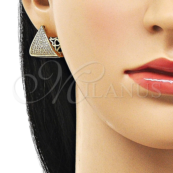 Argolla Huggie 02.283.0137.16 Oro Laminado, Diseño de Corazón, con Blanca Micro Pave, Pulido, Tono Dorado