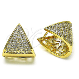 Argolla Huggie 02.283.0137.16 Oro Laminado, Diseño de Corazón, con Blanca Micro Pave, Pulido, Tono Dorado