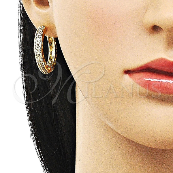 Argolla Huggie 02.283.0138.26 Oro Laminado, con Blanca Zirconia Cubica, Pulido, Tono Dorado