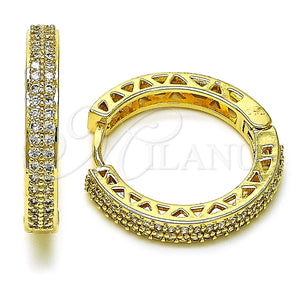Argolla Huggie 02.283.0138.26 Oro Laminado, con Blanca Zirconia Cubica, Pulido, Tono Dorado