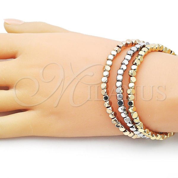 Aro Trio 07.170.0038 Oro Laminado, Diseño de Bola, Pulido, Tres Tonos (04 MM Thickness, One size fits all)