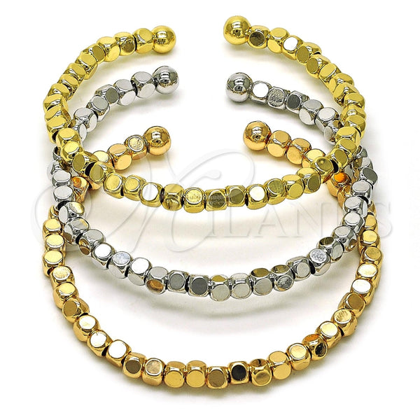 Aro Trio 07.170.0038 Oro Laminado, Diseño de Bola, Pulido, Tres Tonos (04 MM Thickness, One size fits all)