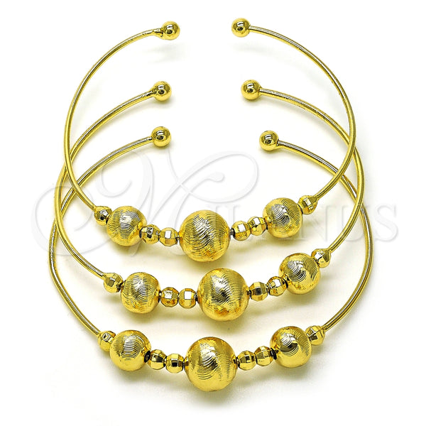 Aro Trio 07.170.0016.1 Oro Laminado, Diseño de Bola y Disco, Diamantado, Tono Dorado (01 MM Thickness, One size fits all)