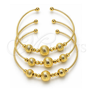 Aro Trio 07.170.0016.1 Oro Laminado, Diseño de Bola y Disco, Diamantado, Tono Dorado (Grosor 01 MM, Talla Unica)