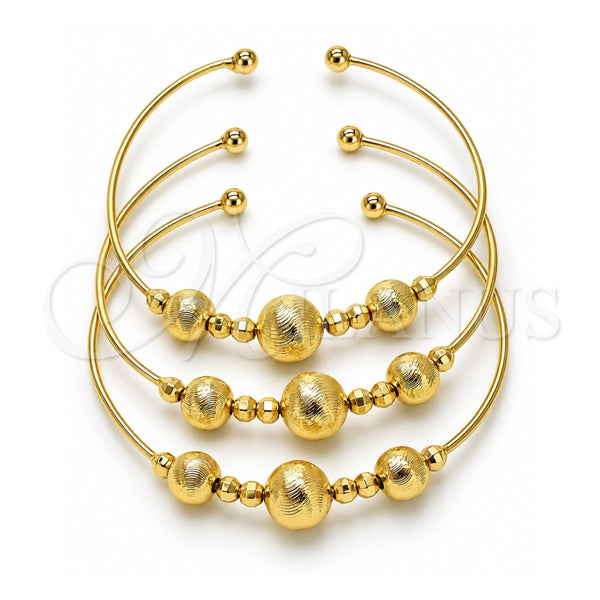Aro Trio 07.170.0016.1 Oro Laminado, Diseño de Bola y Disco, Diamantado, Tono Dorado (Grosor 01 MM, Talla Unica)