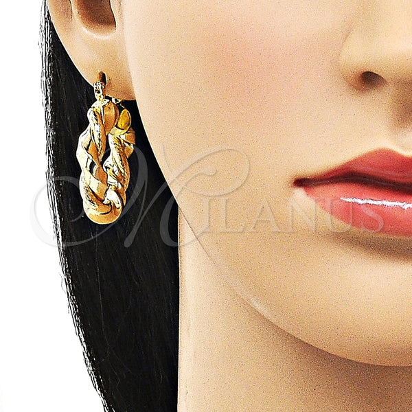 Argolla Mediana 02.170.0481.30 Oro Laminado, Diseño de Torcido, Diamantado, Tono Dorado