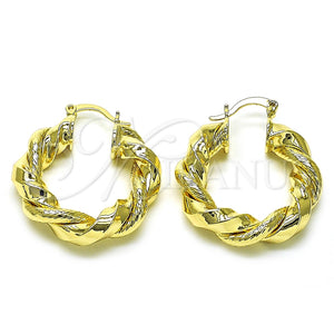 Argolla Mediana 02.170.0481.30 Oro Laminado, Diseño de Torcido, Diamantado, Tono Dorado