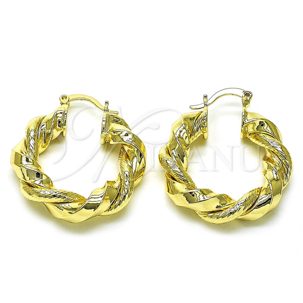 Argolla Mediana 02.170.0481.30 Oro Laminado, Diseño de Torcido, Diamantado, Tono Dorado