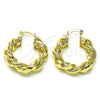 Argolla Mediana 02.170.0481.30 Oro Laminado, Diseño de Torcido, Diamantado, Tono Dorado