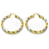 Argolla Grande 02.170.0042.1.50 Oro Laminado, Diseño de Torcido y Hueco, Pulido, Tres Tonos