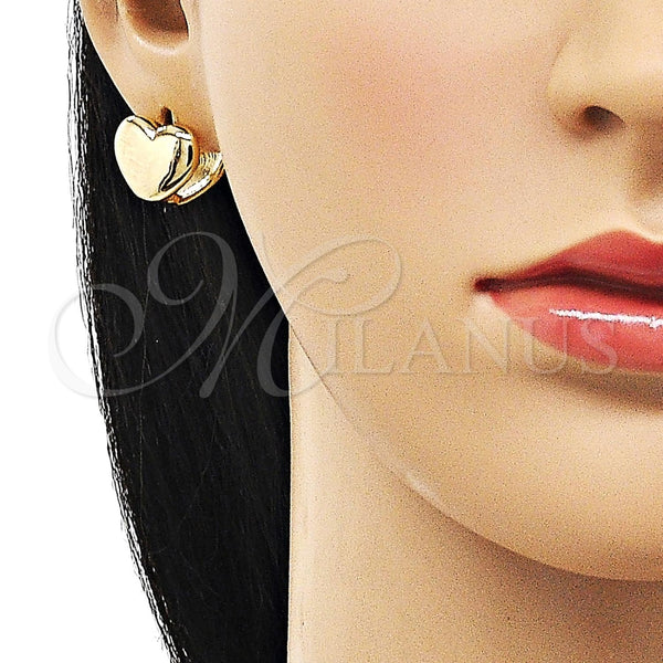 Argolla Huggie 02.170.0483.12 Oro Laminado, Diseño de Corazón, Pulido, Tono Dorado