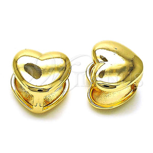 Argolla Huggie 02.170.0483.12 Oro Laminado, Diseño de Corazón, Pulido, Tono Dorado