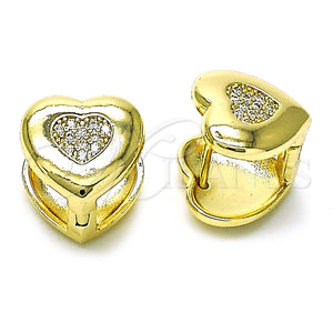 Argolla Huggie 02.204.0001.12 Oro Laminado, Diseño de Corazón, con Blanca Micro Pave, Pulido, Tono Dorado