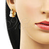 Argolla Huggie 02.204.0002.18 Oro Laminado, con Marfil Perla and Blanca Micro Pave, Pulido, Tono Dorado