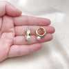 Argolla Huggie 02.204.0002.18 Oro Laminado, con Marfil Perla and Blanca Micro Pave, Pulido, Tono Dorado