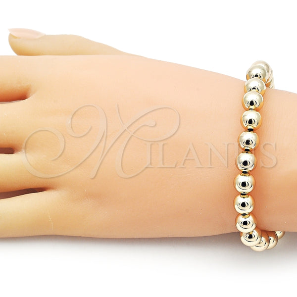 Pulsera Elegante 03.253.0100.07 Oro Laminado, Diseño de Bola y Hueco, Pulido, Tono Dorado (08 MM Thickness, 8 Inches Length)
