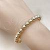 Pulsera Elegante 03.253.0100.07 Oro Laminado, Diseño de Bola y Hueco, Pulido, Tono Dorado (08 MM Thickness, 8 Inches Length)