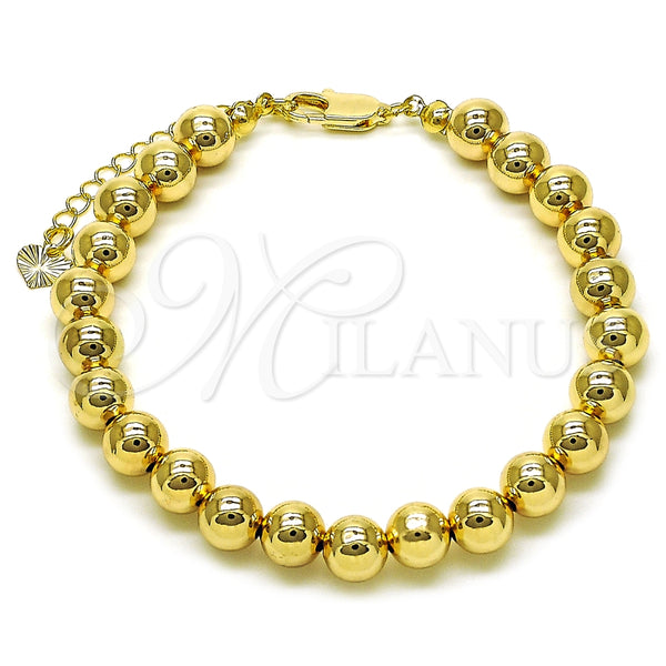 Pulsera Elegante 03.253.0100.07 Oro Laminado, Diseño de Bola y Hueco, Pulido, Tono Dorado (08 MM Thickness, 8 Inches Length)