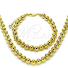 Collar y Pulsera 06.253.0006 Oro Laminado, Diseño de Bola y Hueco, Pulido, Tono Dorado