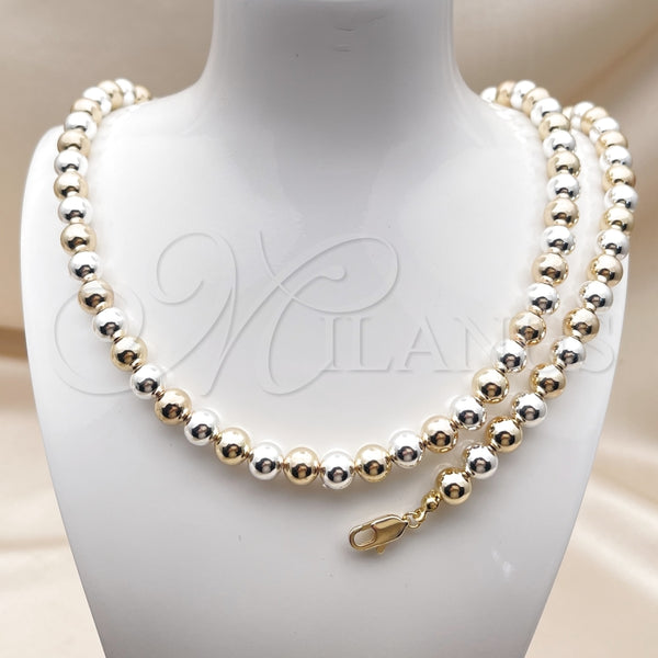 Collar y Pulsera 06.253.0006.1 Oro Laminado, Diseño de Bola y Hueco, Pulido, Dos Tonos
