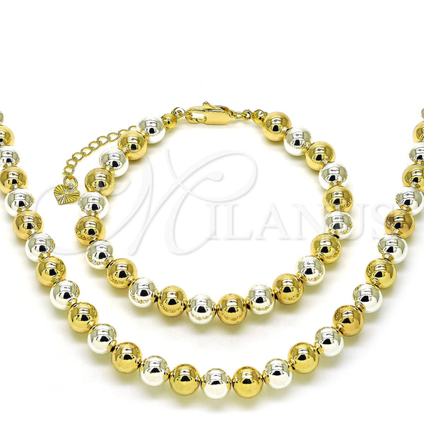 Collar y Pulsera 06.253.0006.1 Oro Laminado, Diseño de Bola y Hueco, Pulido, Dos Tonos