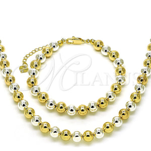 Collar y Pulsera 06.253.0006.1 Oro Laminado, Diseño de Bola y Hueco, Pulido, Dos Tonos