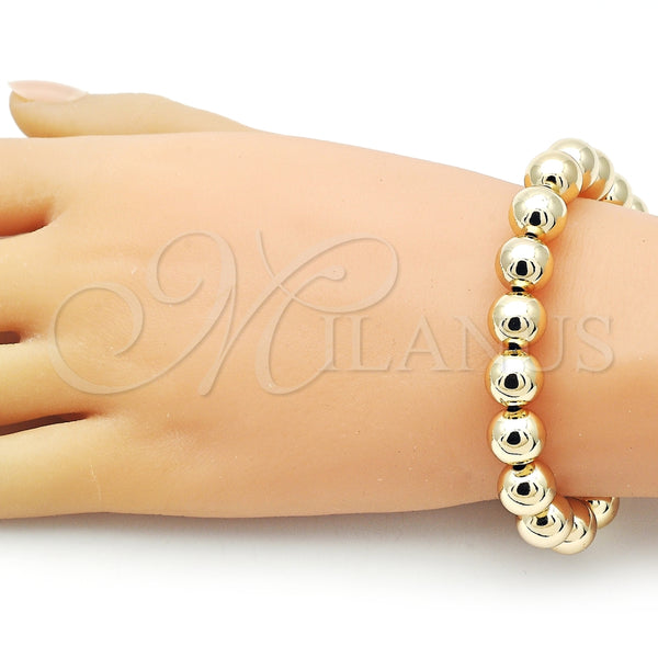 Pulsera Elegante 03.253.0101.07 Oro Laminado, Diseño de Bola y Hueco, Pulido, Tono Dorado (10 MM Thickness, 8 Inches Length)
