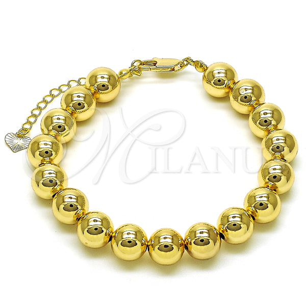 Pulsera Elegante 03.253.0101.07 Oro Laminado, Diseño de Bola y Hueco, Pulido, Tono Dorado (10 MM Thickness, 8 Inches Length)
