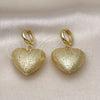 Arete Colgante 02.341.0213 Oro Laminado, Diseño de Corazón y Hueco, Mate, Tono Dorado
